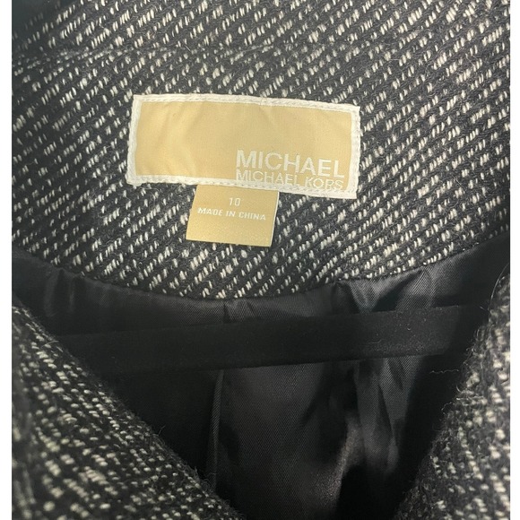 Michael‎ Kors Women's Tweed Moto Jacket Full Zip Buckle Belted Coat, Size 10 - Picture 8 of 10